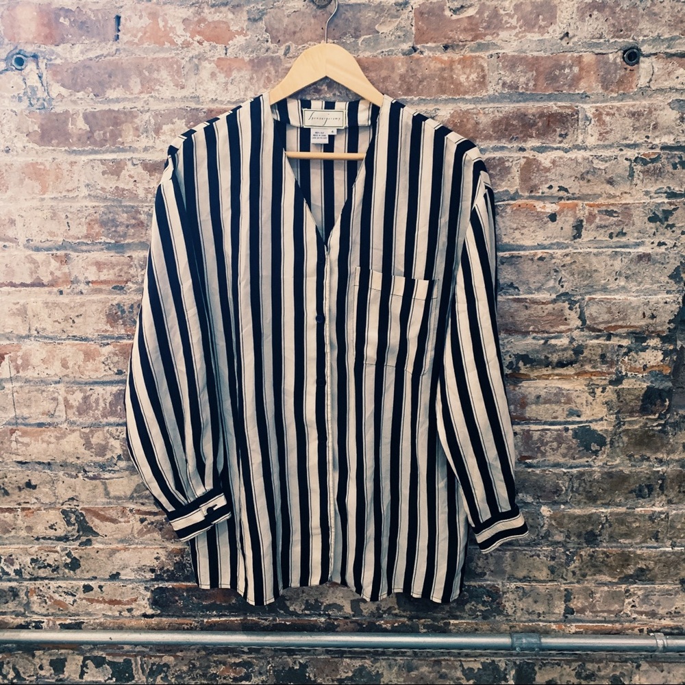 Vintage 100% Silk Striped Blouse